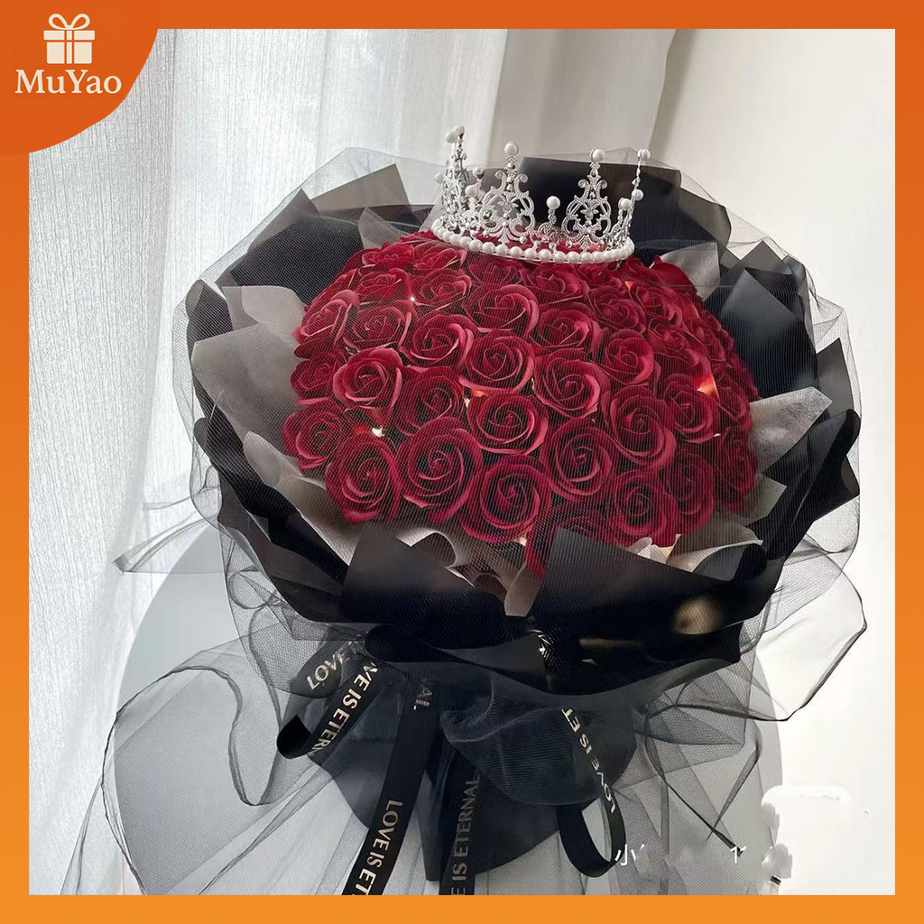 MUYAO ของขวัญวันเกิดสุดโรแมนติก: ช่อดอกกุหลาบ 33 ดอก พร้อมสบู่สำเร็จรูป ของขวัญดอกไม้สำหรับแฟนสาว ภรรยา หรือคู่รัก หรือของขวัญวันครบรอบ