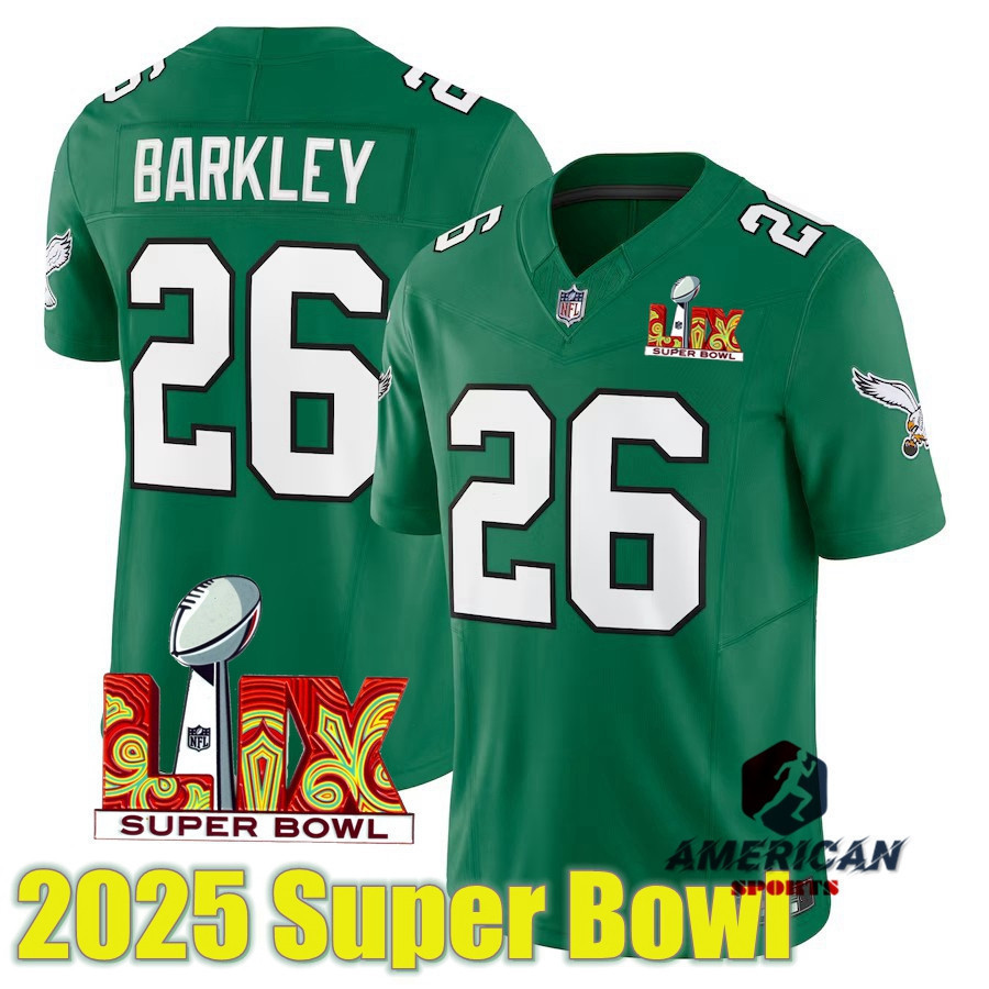 เสื้อยืดผู้ชาย Philadelphia Eagles Saquon Barkley Jersey สีเขียว Limited Edition สำหรับแฟนฟุตบอลอเมร
