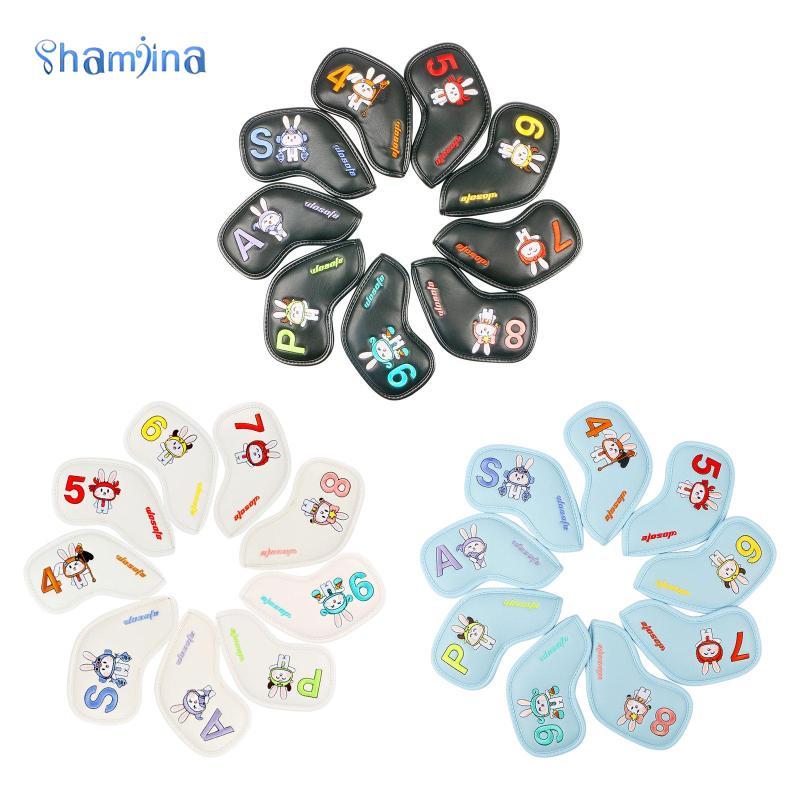 [Shamjina] 9 ชิ้น Iron Headcover Set Protector Wedge Irons Protective Headcover Iron