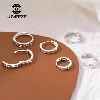 LUMEZE Gold Zircon พื้นผิวรอบ Hoop ต่างหูผู้หญิงอินเทรนด์เครื่องประดับ Fine Minimalist อุปกรณ์เสริม EH-056 #