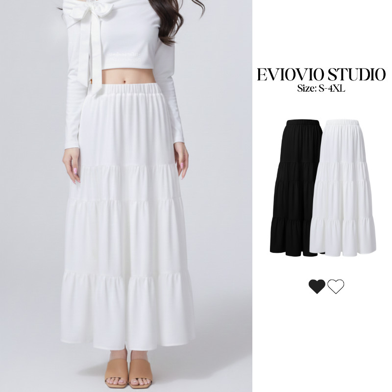 🎈【EVIOVIO】S-4XL❗กระโปรงยาวลุคคุณหนูคาวาอี้ แมทช์ง่าย ช่วยพรางหุ่นให้ดูสูงเพรียว สวยละมุนตาสไตล์มินิมอล ใส่เที่ยวสบาย🤩