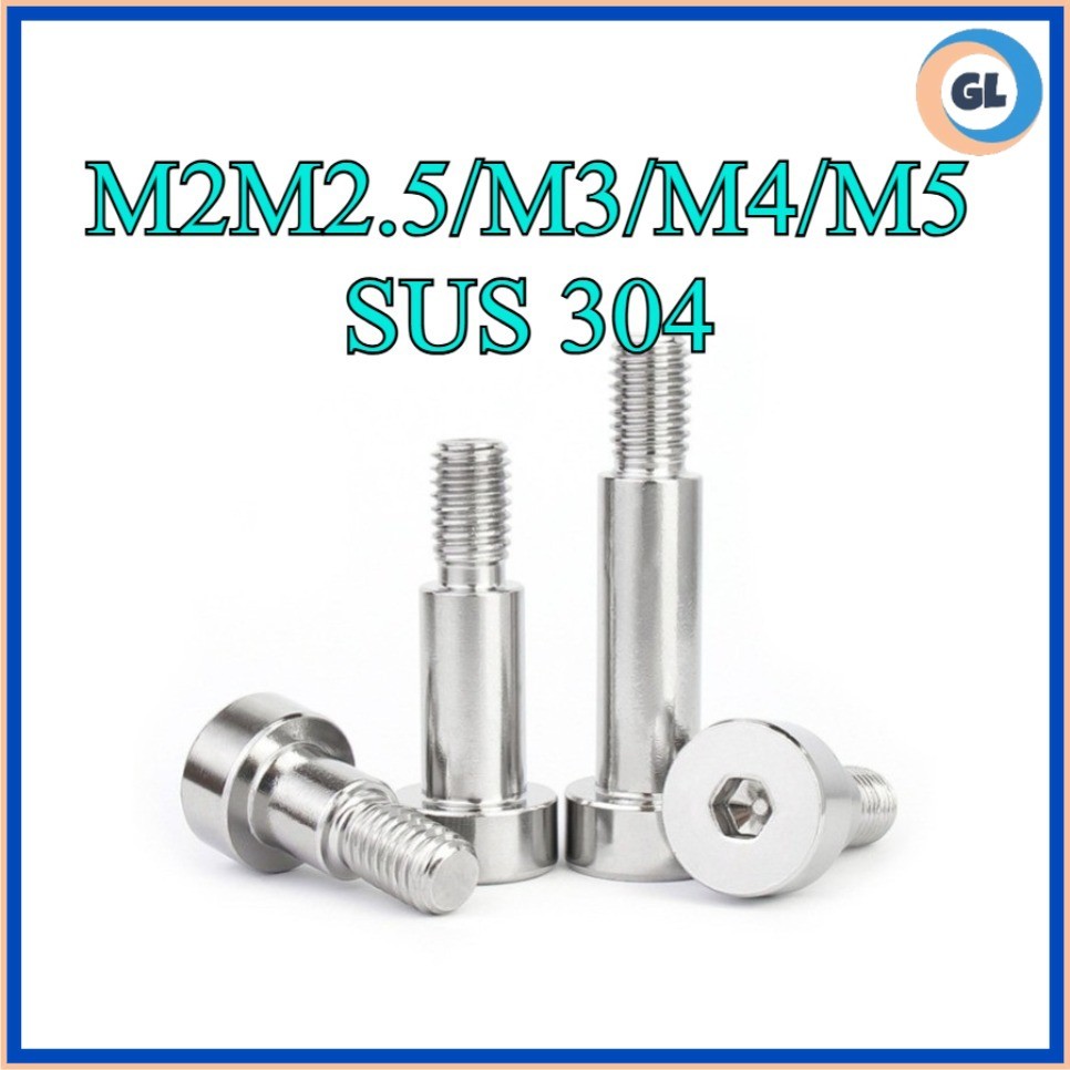 น็อต โชว์เดอร์ จม หกเหลี่ยม สแตนเลส 304 โบลท์ หัวจม M2M2.5/M3/M4/M5 / Shoulder Hexagon Socket Screw 