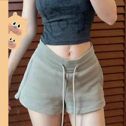🎀bearbra🎀กางเกงขาสั้น บบผูกเชือก สวมใส่สบาย ลําลองสําหรับสตรี กางเกง สไตล์เกาหลี ผ้ายืดนิ่ม
