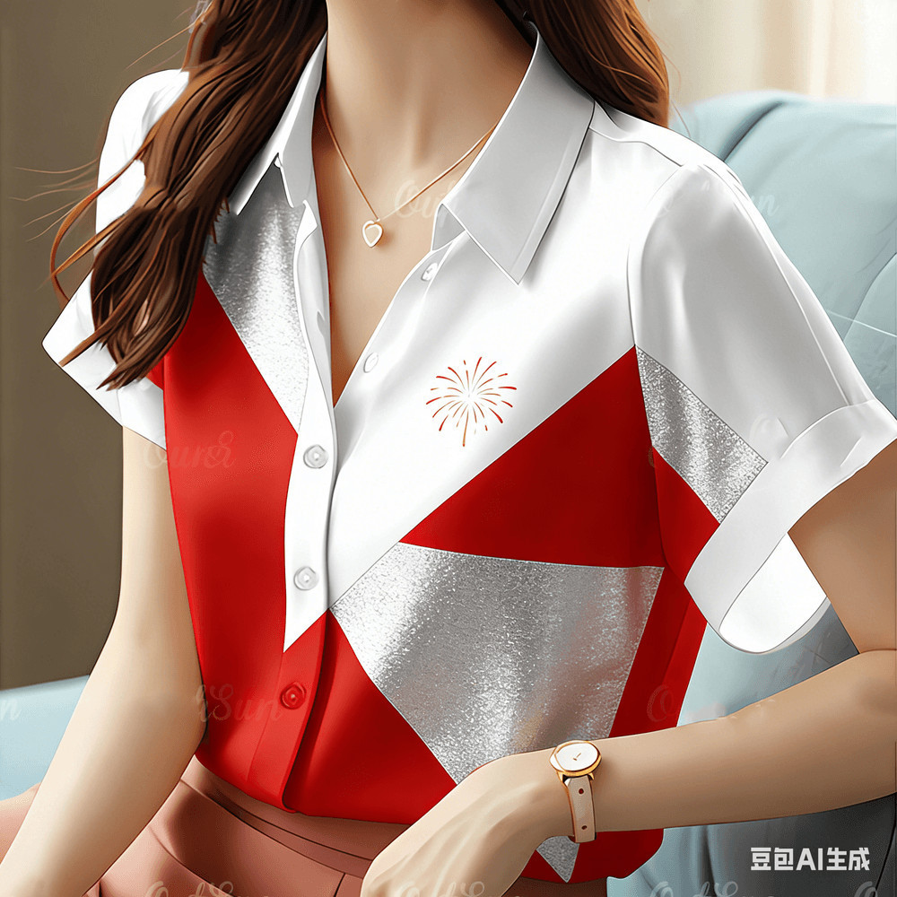 เสื้อตรุษจีนปีมังกร 2025 เสื้อแขนสั้นทรงหลวมสำหรับงานเฉลิมฉลอง