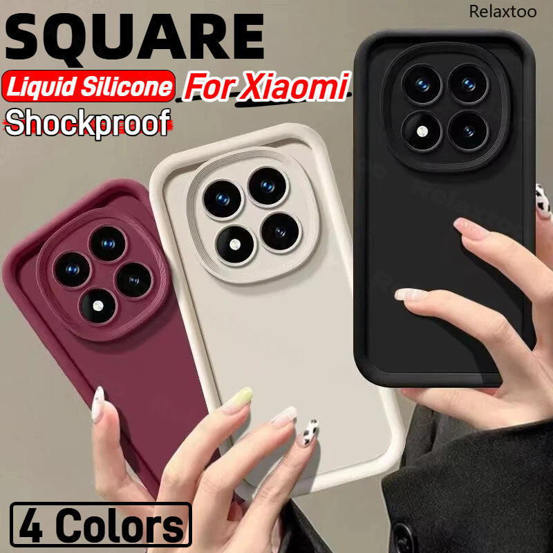 ปลอกสําหรับ Xiaomi POCO M8 Pro POCOM8 Pro M8Pro POCOM8Pro PocoPhoneM8Pro 5G 4G แฟชั่นสแควร์ซิลิโคนเหลวซิลิโคนอ่อนนุ่มเคสโทรศัพท์กันกระแทกเลนส์กล้องป้องกันกลับปลอกฝาครอบ