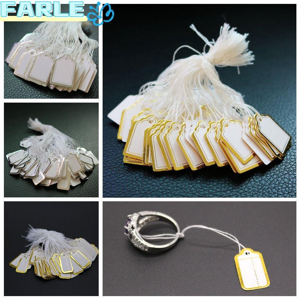 FARL 100 ชิ้นแท็กแขวนเปล่าทอง/ขอบเงินกระดาษการ์ด Jewellery Hangtags