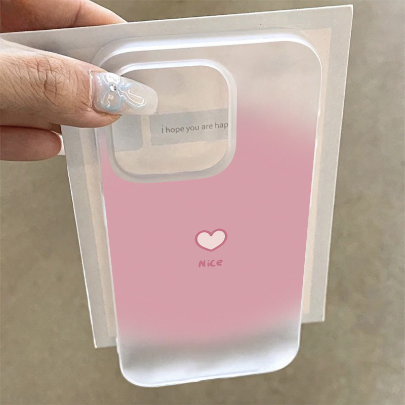 For iPhone เคสโทรศัพท์ ที่มีเนื้อสัมผัสพิเศษ พื้นหลังสีชมพูหัวใจรักสีขาว16 14 13 XR 11 16 Pro Max 15 12 PRO 14 15