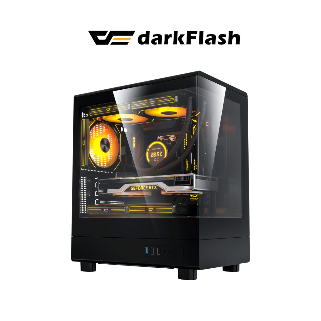 CASE (เคส) DARKFLASH DB330M BLACK PANORAMIC M-ATX/ITX (1AIR12S ARGB FAN) รับประกัน 1 ปี