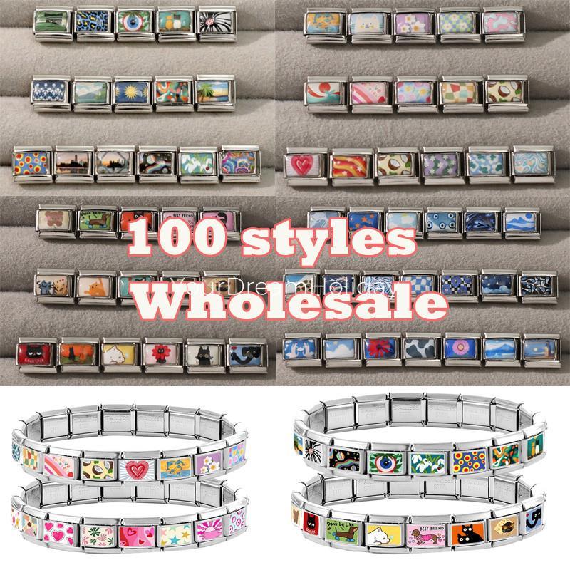 New Green Color Cats Dogs Italian Charm Fit 9mm Stainless Steel Women DIY Bracelet Drop Shipping Fashion Jewelry Wholesale