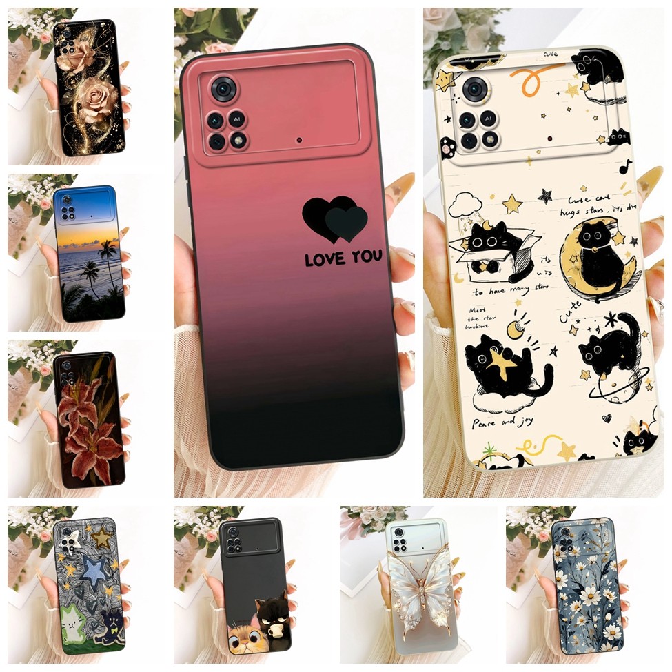 Casing For Poco M4 Pro Cover Fashion Cartoon Cute Funny Painted Silicone Phone Case MZB0B5VIN 220111
