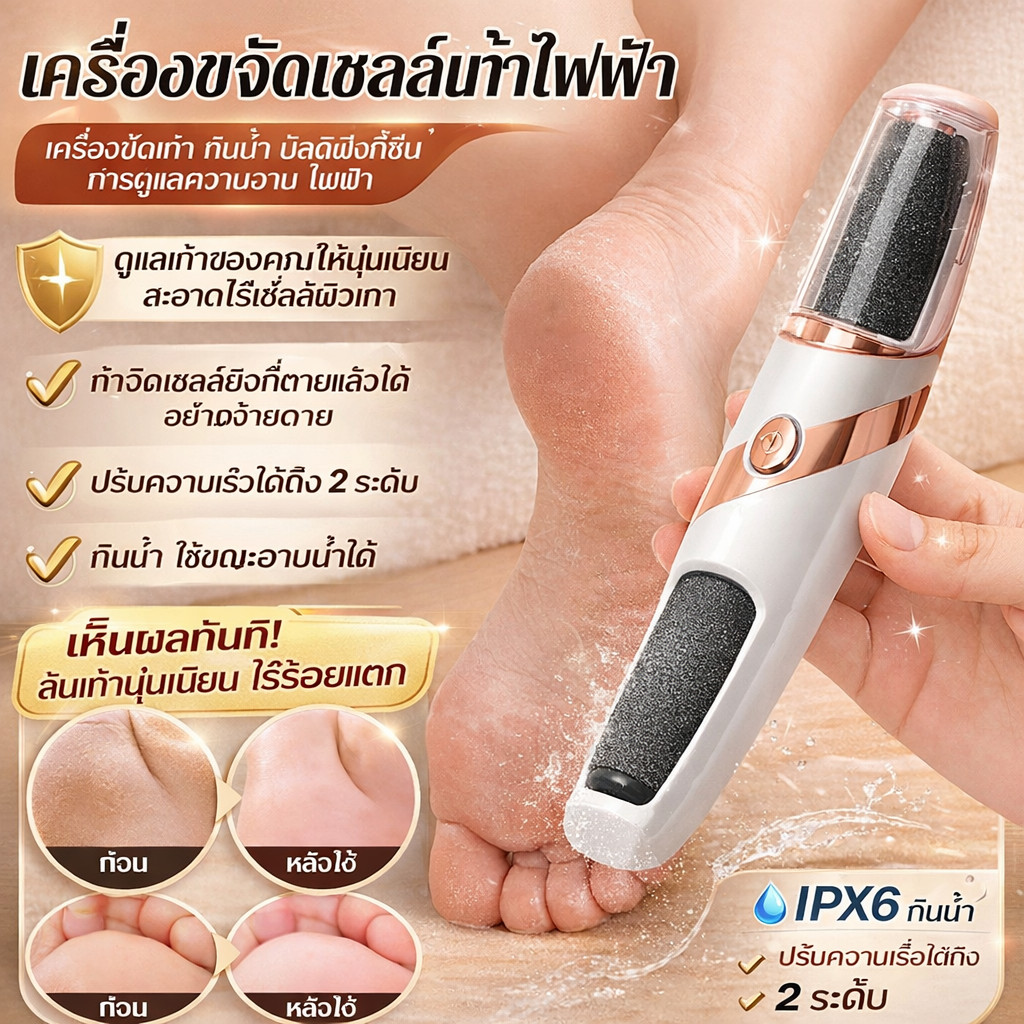 เครื่องขัดผิวเท้าไฟฟ้า/ขจัดเซลล์ผิวเก่าอัตโนมัติ/อุปกรณ์ดูแลเท้าในบ้าน/ใช้ได้ทั้งชายหญิง/ดูแลเท้าสวย/เครื่องมือทำความสะอาดเท้า