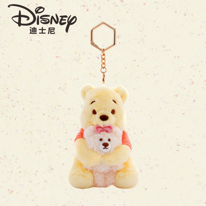 Disney ของแท้ Winnie the Pooh Plushie พวงกุญแจตุ๊กตาหมีน่ารักอุปกรณ์เสริมในรถยนต์กระเป๋า Charm