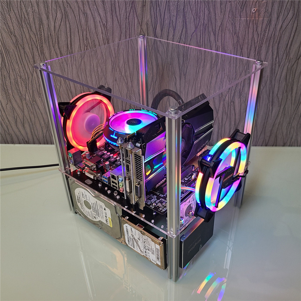 เคสคอม คอมประกอบ Lower Power Computer Host Case ITX เปิด MATX แก้วอะคริลิคใส DIY Simple Desktop