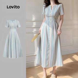 Lovito  ชุดเดรสลําลองผู้หญิงซิปผ่าหน้าฤดูใบไม้ผลิ/ฤดูร้อน L1…