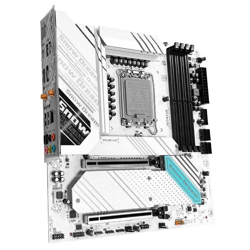 Jingdong B760M Snow Dream เมนบอร์ดสีดําสีขาว Intel 12-14 รุ่น DDR4 พร้อมการ์ดเครือข่าย WiFi