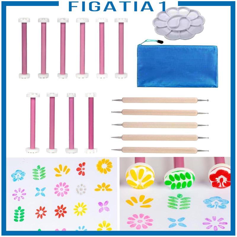 [figatia1] เครื่องมือกลีบดอกไม้สําหรับ Dot Painting DIY Nail Art สําหรับหินลายนูนเซรามิก