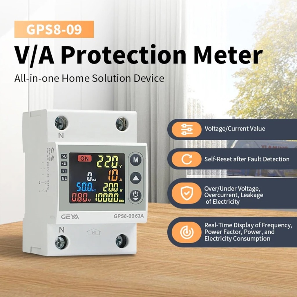 GEYA GPS8-09/10 Tuya WIFI Kwh Metering แรงดันไฟฟ้า Current & Leakage Breaker ป้องกัน 63/80A AC220V