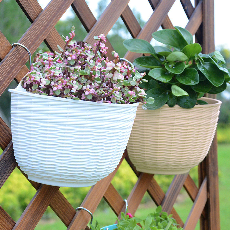 แขวนกระถางดอก ดีไซน์ครึ่งวงกลม กระถางดอก พร้อมตะขอแขวน วัสดุพลาสติกหนาพิเศษ สําหรับติดผนัง กลางแจ้ง