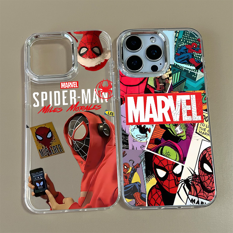 สำหรับ iPhone 11 13 12 14 15 16 pro Max XR Xsmax 6 7 8 14 15 16 Plus SE 2020 สไปเดอร์ เคสไอโฟนเคสใสกันกระแทกเคสซิลิโคน - รูปที่ 6
