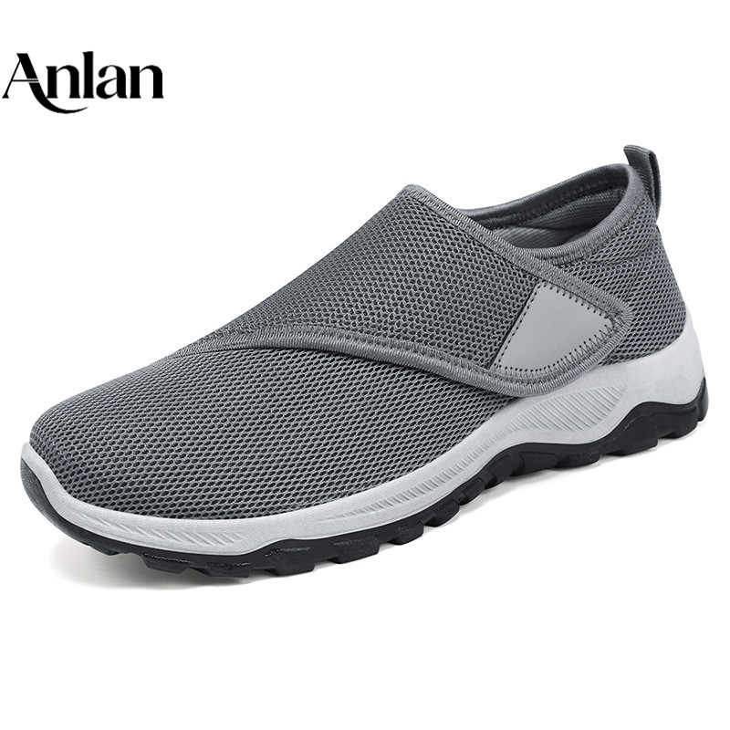 Anlan รองเท้าผู้ชาย Spring Mens Mesh Breathable รองเท้าลําลองรองเท้า Slip-On Velcro รองเท้า