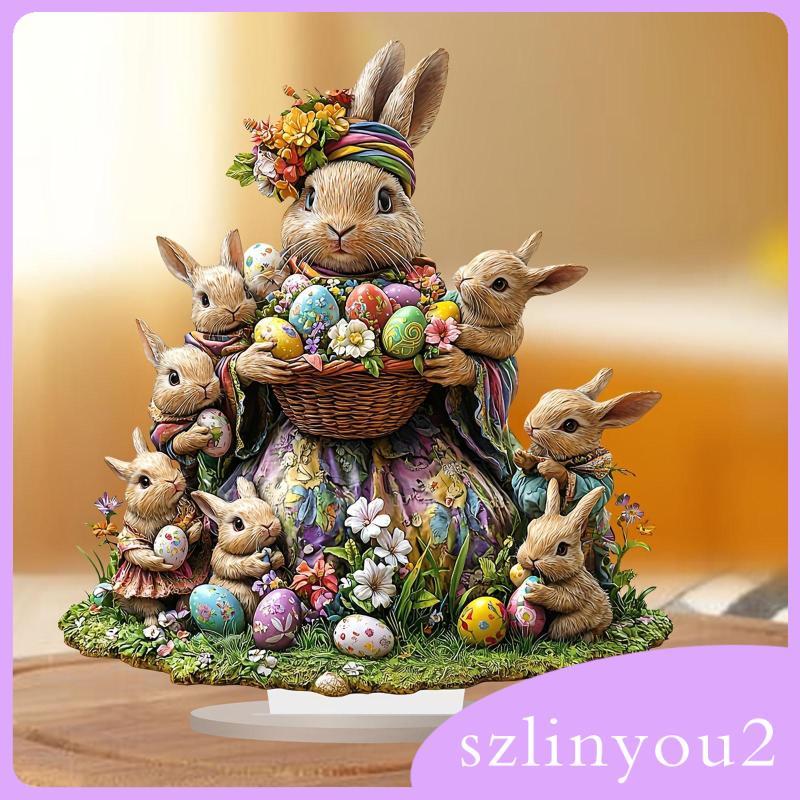 [szlinyou2] Easter Bunny Eggs ตุ๊กตาประติมากรรมเครื่องประดับน่ารักหัตถกรรมตกแต่งอะคริลิค
