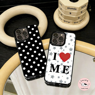 เคสไอโฟน13 เคสเงาน่ารัก I LOVE ME ดาวลายจุด มสำหรับ IPhone 15 12 11 16 13 17 14 Pro Max 7 8 16 15 Plus X XR XS Max