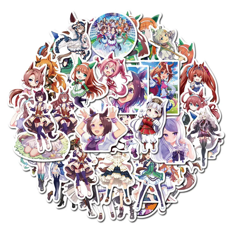 50 ชิ้น Pretty Derby สติกเกอร์,Quadratic Element Girl Anime สติกเกอร์,แล็ปท็อป , คีย์บอร์ด , กระเป๋า