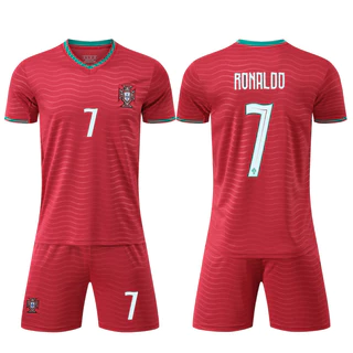 2026ชุดเสื้อฟุตบอลฟุตบอลโลกโปรตุเกสชุดเหย้าcr7เสื้อฟุตบอล+กางเกงขาสั้นชุดเครื่องแบบสําหรับเด็กและผู้ใหญ่