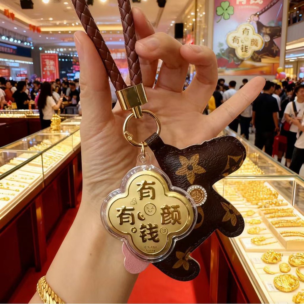 Four-Leaf Clover ขายส่งเครื่องประดับ Pure Gold q1-02 พวงกุญแจ 999 แขวนของขวัญแฟนกระเป๋าโทรศัพท์มือถื