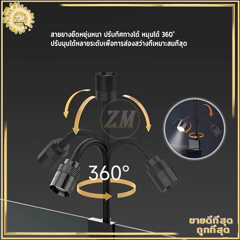 โคมไฟตู้ปลา LED ไฟเลี้ยงตู้ปลา ไฟคลิปตู้ปลา 3 สี การหรี่แสง ซูมได้ กันน้ำ หมุน 360°USB สําหรับตกแต่งตู้ปลา สำหรับตู้ปลา thumbnail 9