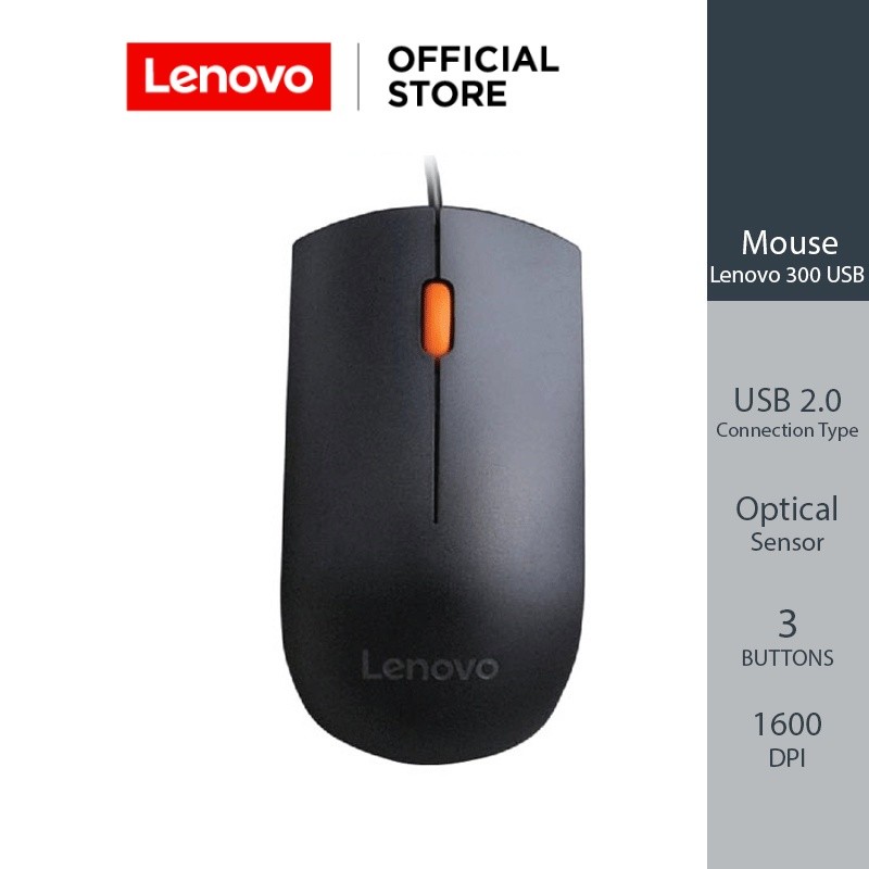 Lenovo Mouse 300 USB / Black – GX30M39704 (เม้าส์)