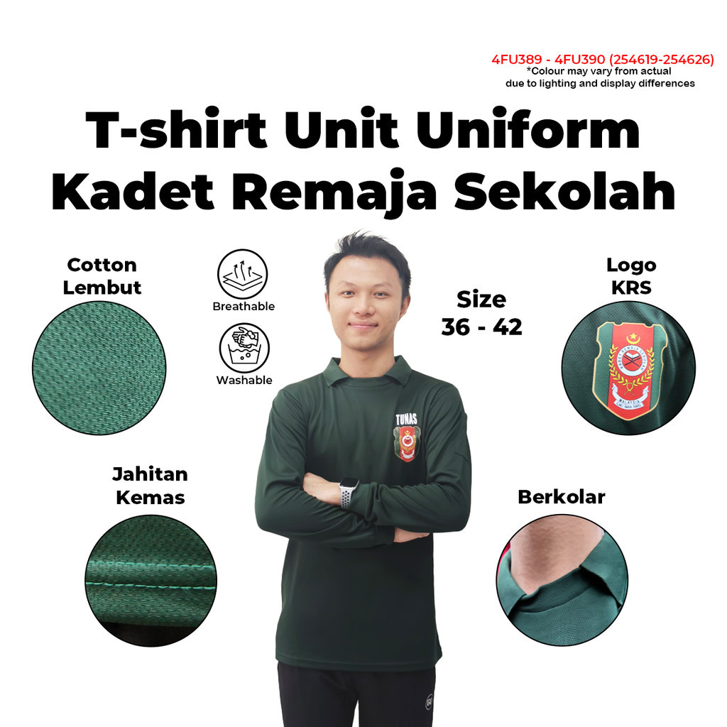 เสื้อยืดคอปก Katese Remaja (KRS) ชุด Sekolah แขนสั้น & แขนยาว Baju ชุด Pelajar 4FU389&4FU390