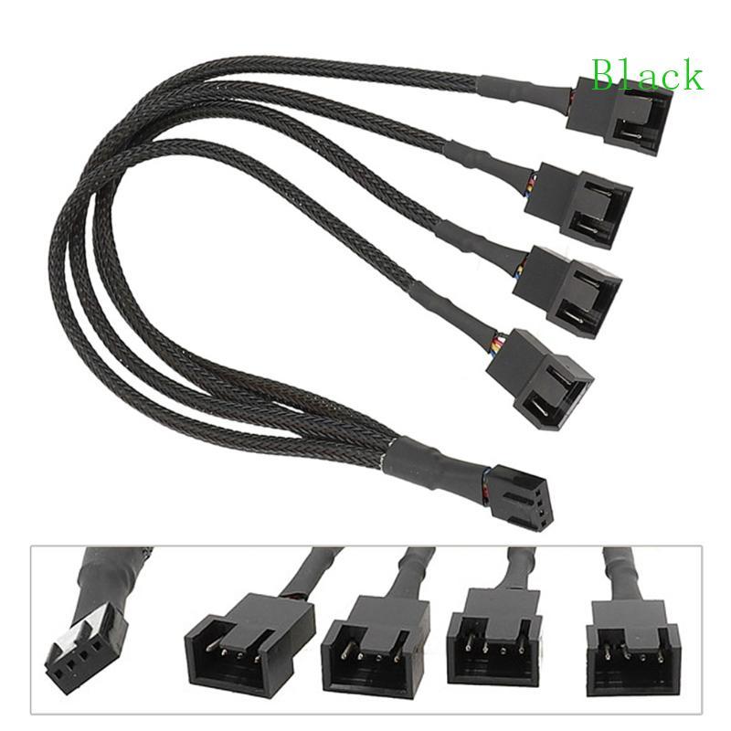 BLACK PC Fan Splitter 4 Pin PWM Fan Splitter Cable PC Case Fan Header Fan Splitter