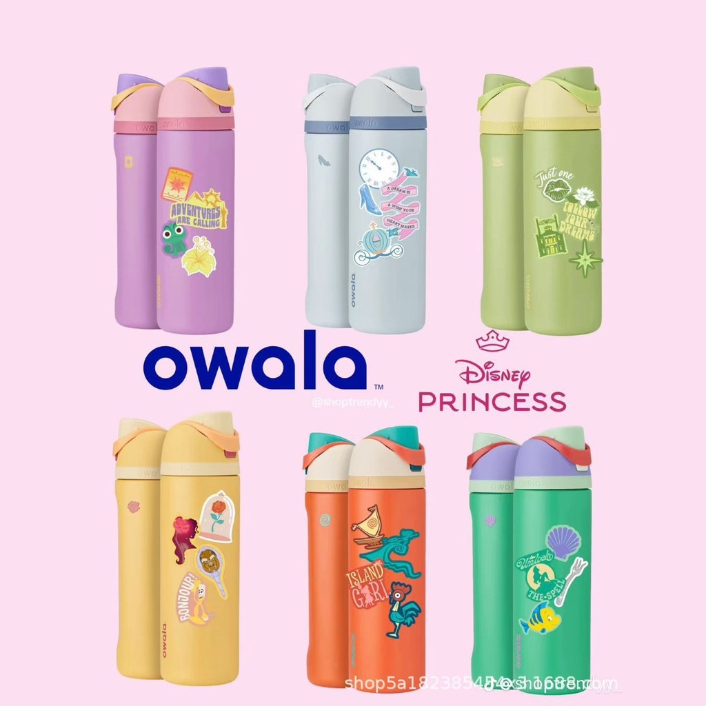 Owala ถ้วยน้ําสูญญากาศเก็บอุณหภูมิ 24OZ แบบพกพา ฉนวนสองชั้น พร้อมหลอด