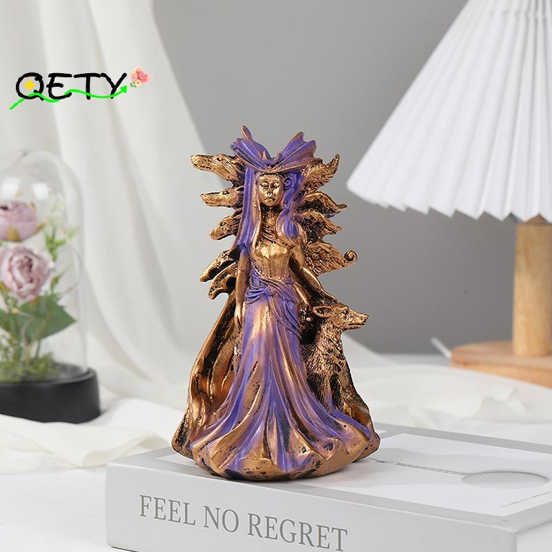 [qetyellow] Hecate Greek Goddess Of Magic With Her Hounds รูปปั้น Figurine ศิลปะสมัยใหม่เรซิ่นแม่มด 