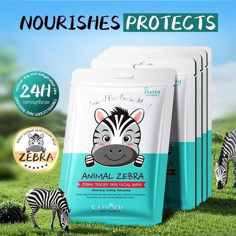 ประณีตสัตว์ Zebra รูปแบบ Rejuvenating Skin Mask After Sun หยาบ Elastic Whitening Moisturizing Anti-W