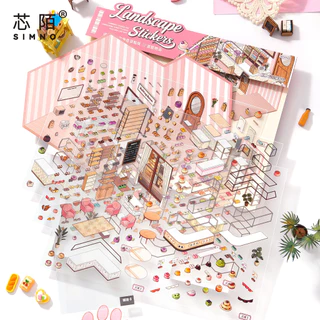 Idako [Xinmo Store Operation Series 1.0] 4 ชิ้นขนาดใหญ่สติกเกอร์ภูมิทัศน์ 3D จําลองธุรกิจรหัสสินค้า Decompression ตําแหน่ง SS831