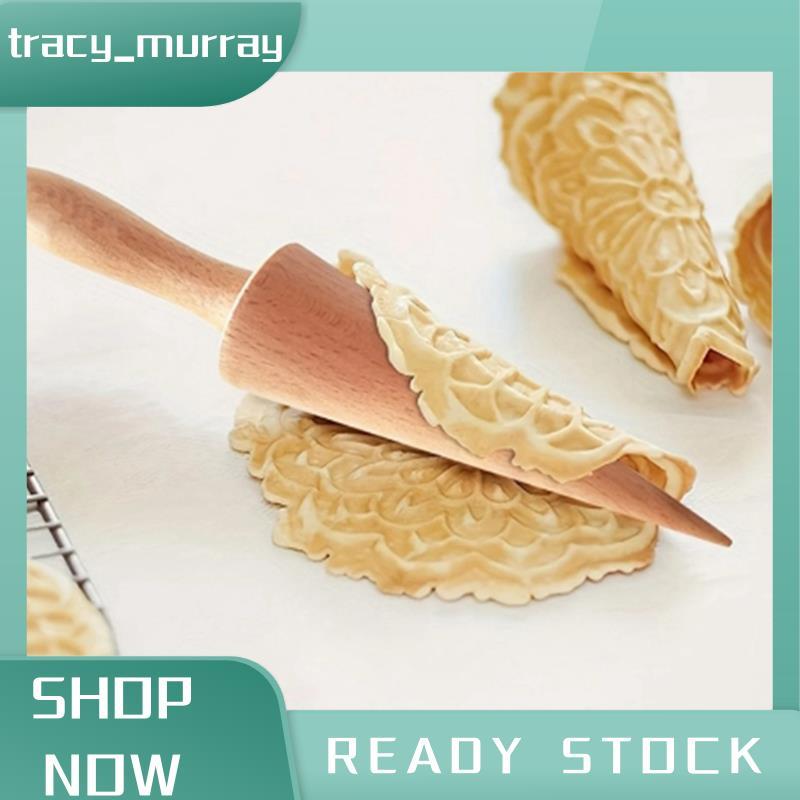 tracy_murray Ice Cream Waffle Cone Roller, Strong and Smooth Cone Roller, Wooden Pizzelle Cone Shape
