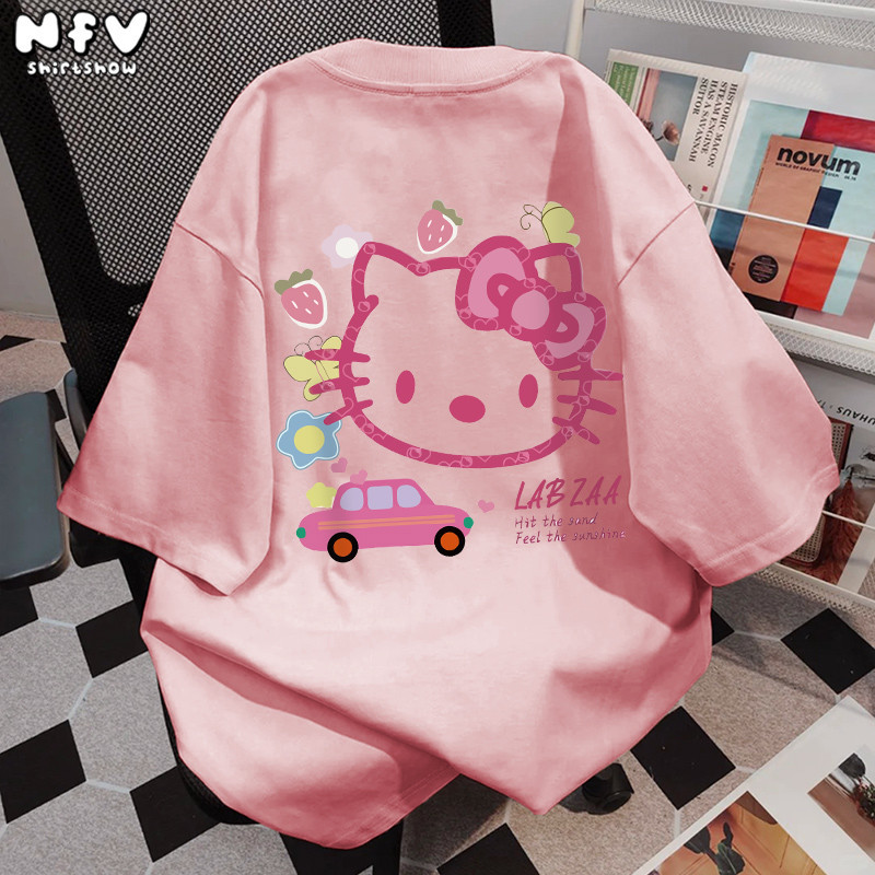 NFV ✨ เสื้อยืดเเขนสั้นคอตตอนแท้ เสื้อยืดทรงหลวม  ใส่สบาย คอกลม น่ารัก oversize แฟชั่น YG880