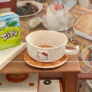 จานขนม แก้วกาแฟ☕️ เซรามิค insลายkitty พร้อมส่ง