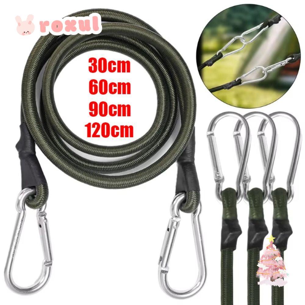 ROXUL ยาง Bungee Cord, หนา 30/60/90/120 ซม.สาย Carabiner, Multi-functional พร้อมตะขอ Camping เชือกยืดหยุ่น Buckl เต็นท์อุปกรณ์เสริม