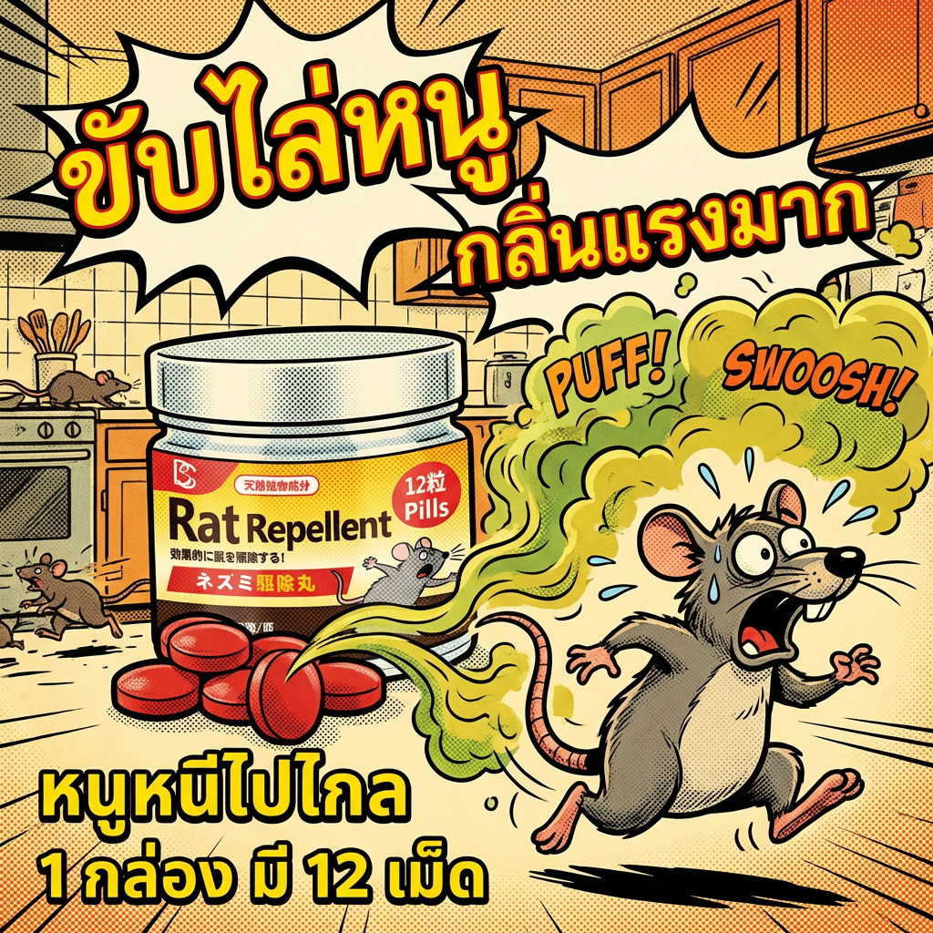 🐭10,000 ปีไม่มีหนู🐭ลูกเหม็นไล่หนู เจลไล่หนู ไล่หนู กำจัดหนู ยาไล่หนู 1 กล่อง มี 12 เม็ด ใช้งานง่าย ไล่หนูตลอด 24 ชั่วโมง ผลิตจากธรรมชาติ ปลอดภัย