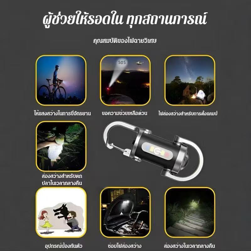 พวงกุญแจขนา LED ไฟฉายไฟฉายแบบพกพา ไฟฉายฉุกเฉิน ชาร์จ USB กันน้ํา IPX4 COB ไฟฉายใช้งานได้ 7 โหมด【COD】 ราคา ถูกที่สุด ดีลบีเคเค แกลเลอรีภาพที่ 5
