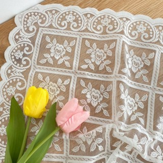 🎨 พร้อมส่งจากไทย 🎨 ผ้าปูโต๊ะลายดอกกุหลาบ แต่งลูกไม้ สไตล์เรโ…