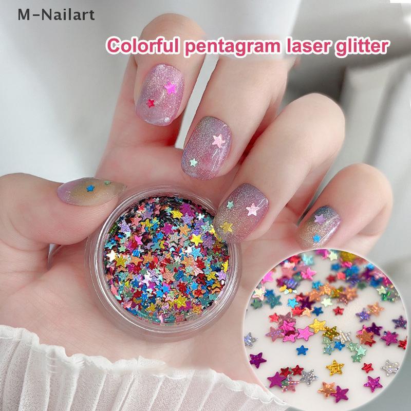 M-Nailart 1 กล่อง Sparkle Nail Art Glitter Sequins ผสม Star รูปเล็บเลื่อม Paillette Flakes สําหรับเล็บ 3D Decals อุปกรณ์เสริม