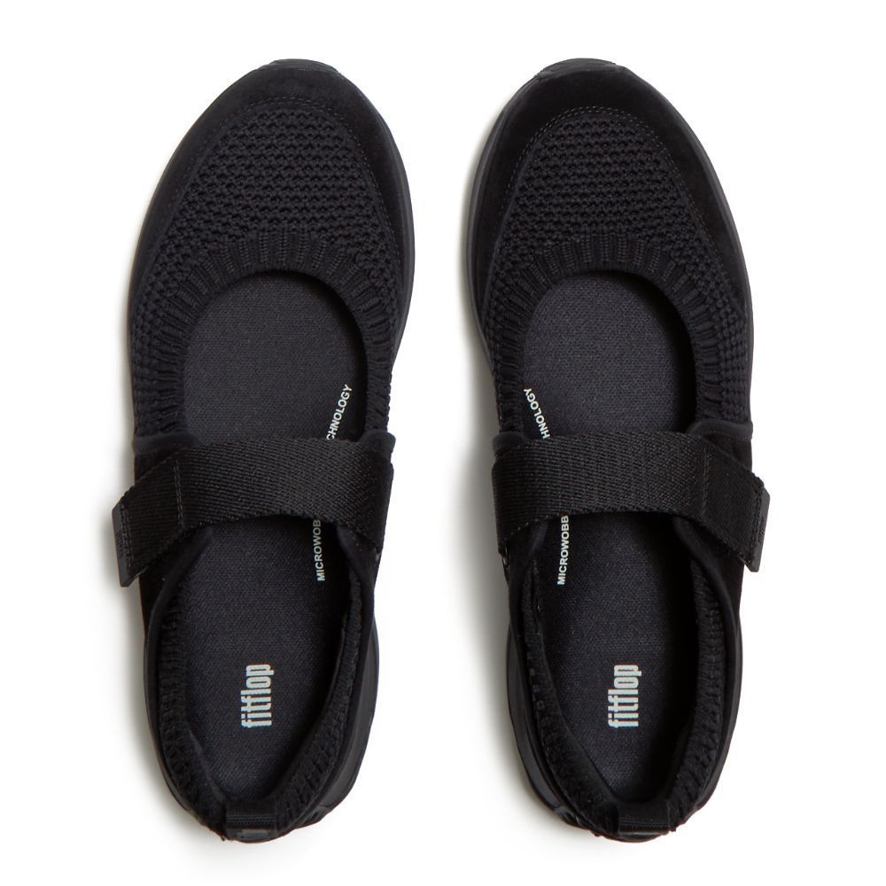 FITFLOP F-MODE FLOW KNIT/SUEDE MJ รองเท้าผ้าใบผู้หญิง รุ่น A0Z-090 สี BLACK - รูปที่ 2
