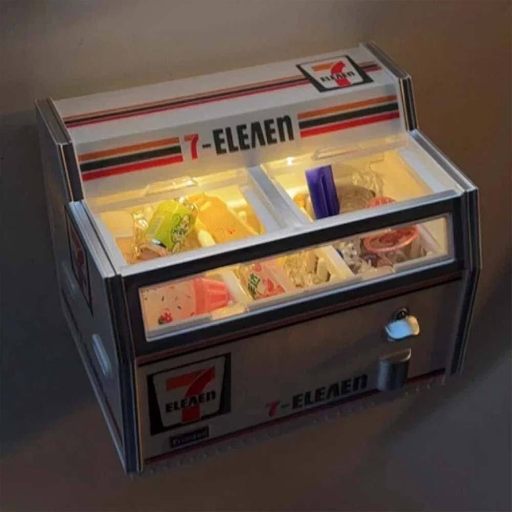 7-Eleven Ice Cream and Food Toy Light-Up Miniature Fridge Magnet Set