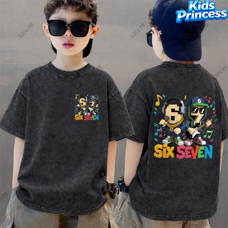 COD 2026 สินค้าใหม่ ทรงหลวม คอกลม เสื้อเด็ก kids Distressed T-shirt ผ้าฝ้าย เด็กชาย เสื้อผ้าเด็ก t-shirt S106