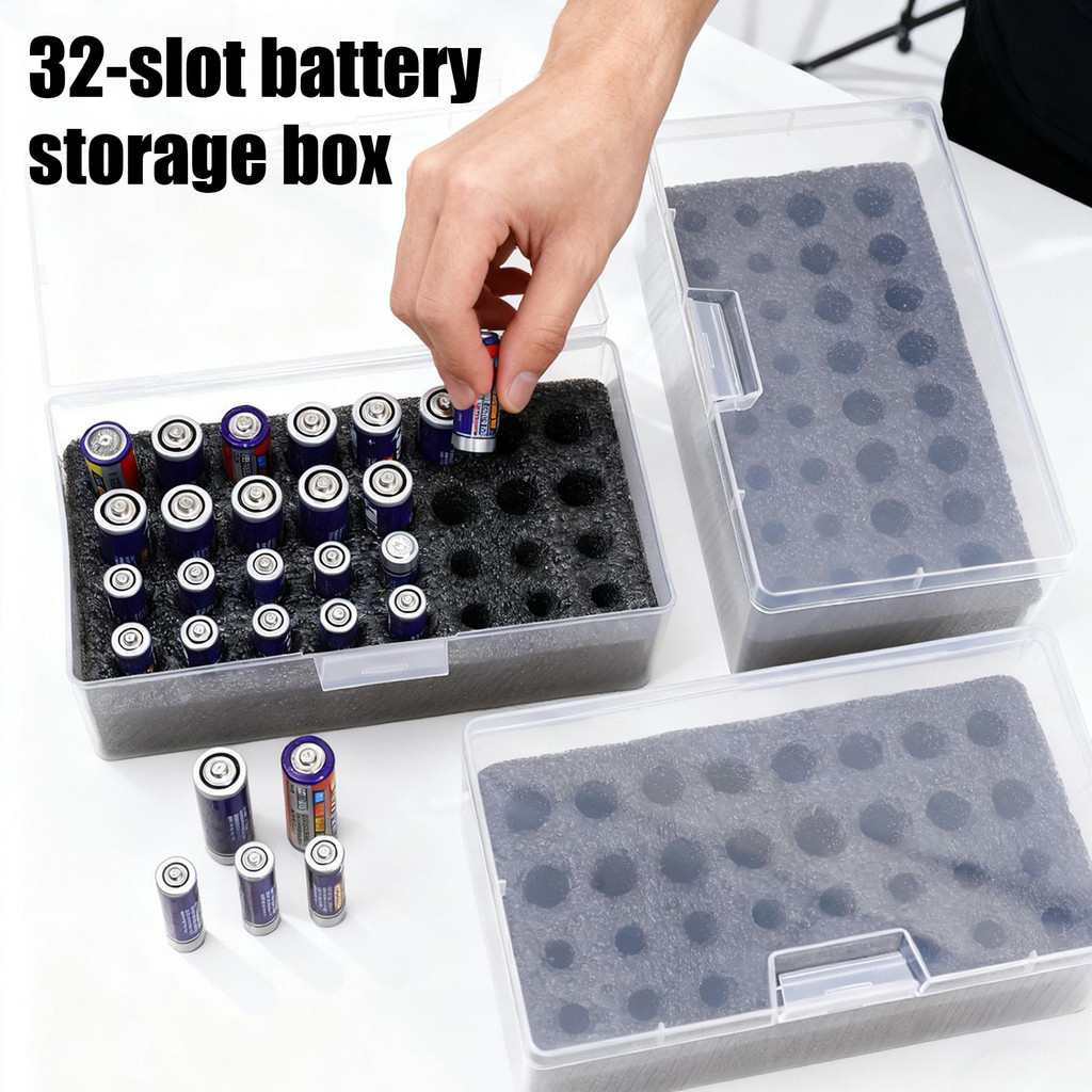 AA/AAA กล่องเก็บแบตเตอรี่,Multi-Slot โปร่งใสฝาปิดลิ้นชักสําหรับตู้บ้าน,วัสดุ PP ทนทาน (1/2/3 ชิ้น)