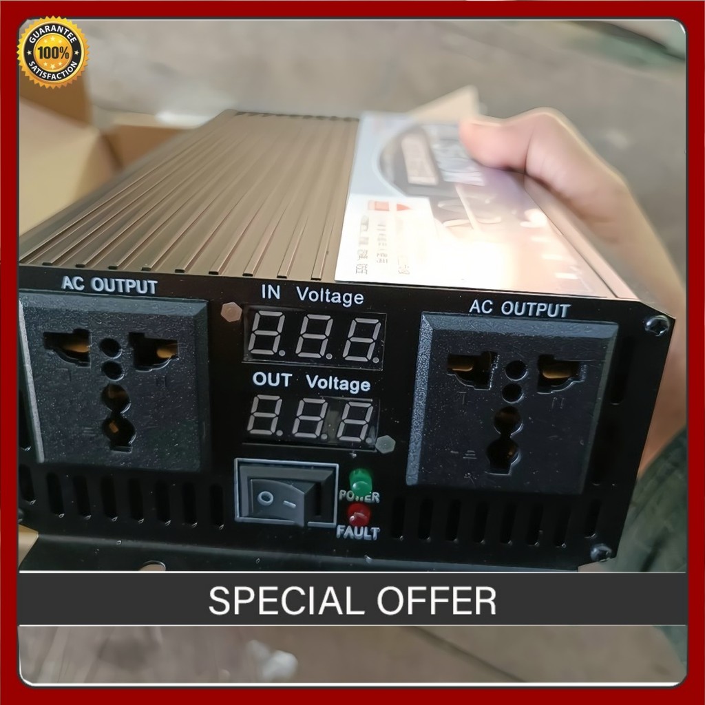 uiiwell อินเวอร์เตอร์ 5000W Pure Sine Wave 12V 24V เป็น 220V แปลงไฟรถเป็นไฟบ้าน วัตต์แท้ คลื่นนิ่ง ส